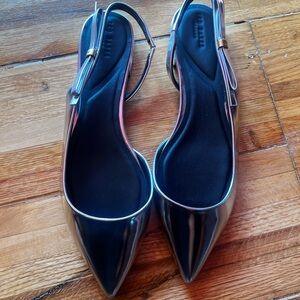 Ted Baker JANE BOW  Bow Detail Slingback Leather Ballet Flats NWOB Size 11